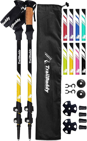 TrailBuddy Trekking Poles - 2-pc Pack Adjustable Hiking